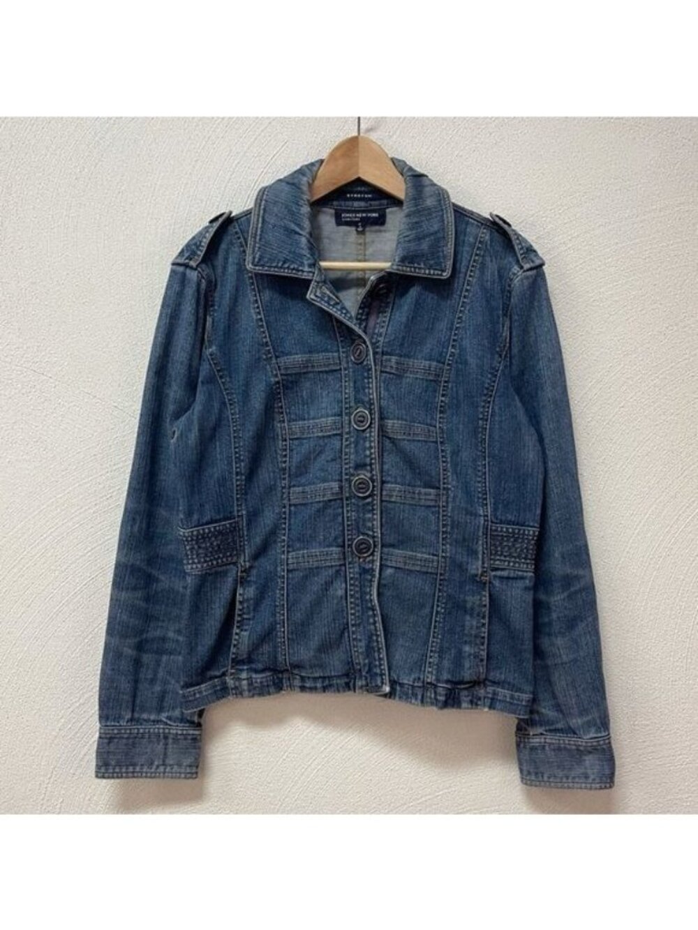 Jones New York Signature Stretch Blue Denim Jean Jacket Sz Small